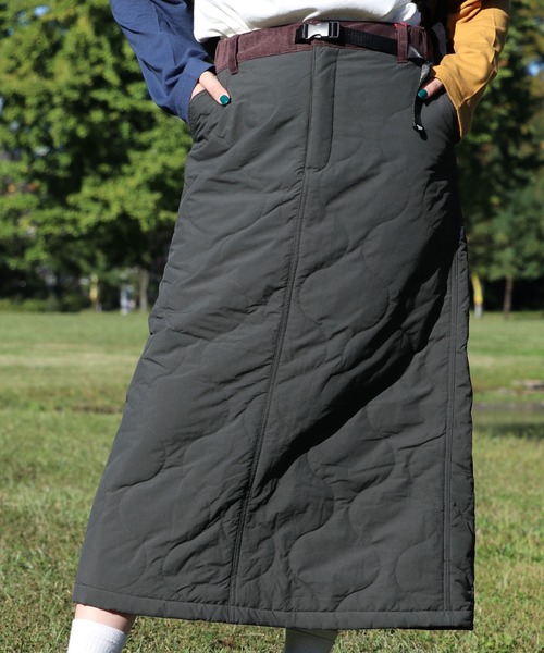 KRIFF MAYER Lady's Collection（クリフメイヤーレディースコレクション）の「キルティングロングスカート（中綿キルトクライミングスカート）（スカート・レディース・カーキ/ブラック/ブラウン/チャコール/ベージュ・MEDIUM/LARGE）」の3枚目の写真