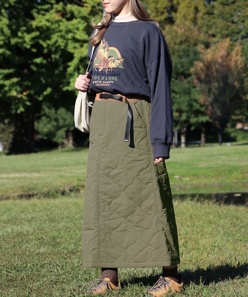 KRIFF MAYER Lady's Collection（クリフメイヤーレディースコレクション）の「キルティングロングスカート（中綿キルトクライミングスカート）（スカート・レディース・カーキ/ブラック/ブラウン/チャコール/ベージュ・MEDIUM/LARGE）」の20枚目の写真
