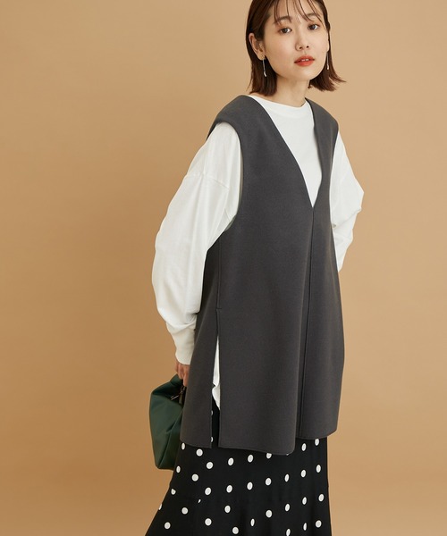 ROPE' PICNIC（ロペピクニック）の「【WEB限定】チュニックサイドスリットベスト（ベスト・レディース・チャコールグレー/グレー系その他・38）」の2枚目の写真