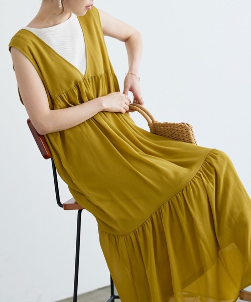 KOBE LETTUCE（コウベレタス）の「楊柳シアーワンピース（ワンピース・レディース・ブラック/ブラウン系/イエロー系/ネイビー/ピンク系/ライトグリーン・FREE）」の5枚目の写真