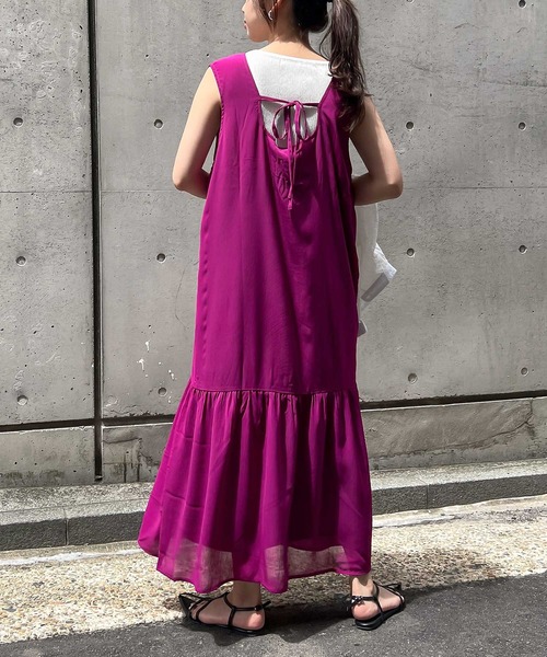 KOBE LETTUCE（コウベレタス）の「楊柳シアーワンピース（ワンピース・レディース・ブラック/ブラウン系/イエロー系/ネイビー/ピンク系/ライトグリーン・FREE）」の6枚目の写真