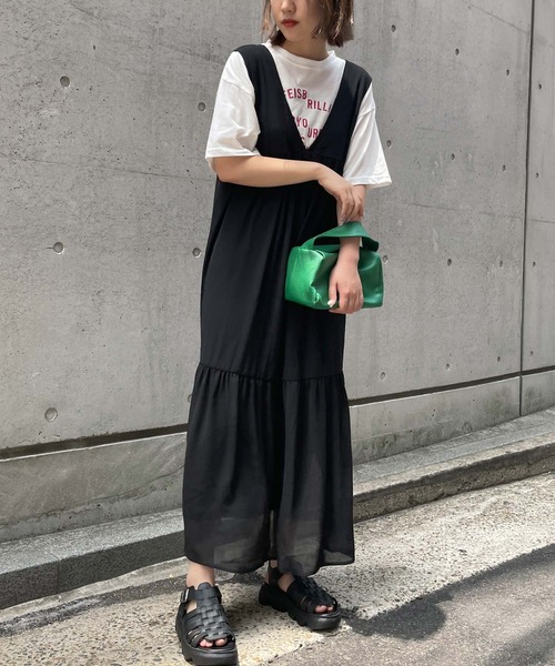 KOBE LETTUCE（コウベレタス）の「楊柳シアーワンピース（ワンピース・レディース・ブラック/ブラウン系/イエロー系/ネイビー/ピンク系/ライトグリーン・FREE）」の2枚目の写真