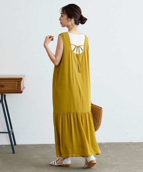 KOBE LETTUCE（コウベレタス）の「楊柳シアーワンピース（ワンピース・レディース・ブラック/ブラウン系/イエロー系/ネイビー/ピンク系/ライトグリーン・FREE）」の17枚目の写真