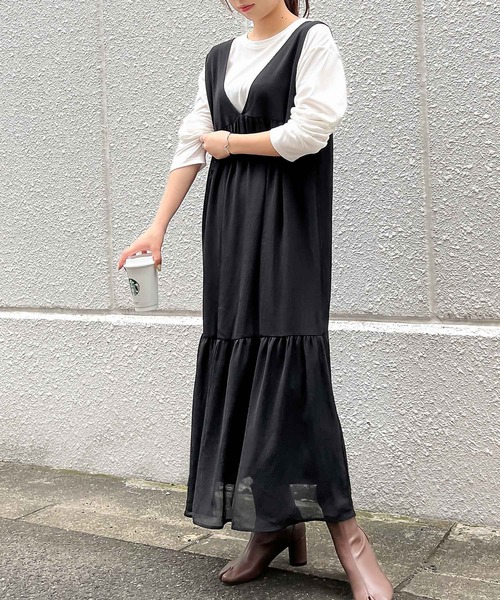 KOBE LETTUCE（コウベレタス）の「楊柳シアーワンピース（ワンピース・レディース・ブラック/ブラウン系/イエロー系/ネイビー/ピンク系/ライトグリーン・FREE）」の7枚目の写真