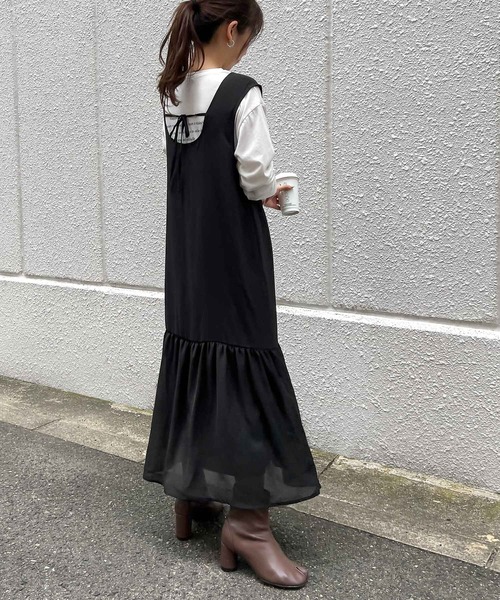 KOBE LETTUCE（コウベレタス）の「楊柳シアーワンピース（ワンピース・レディース・ブラック/ブラウン系/イエロー系/ネイビー/ピンク系/ライトグリーン・FREE）」の10枚目の写真