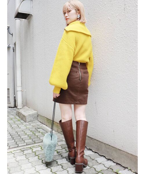 MURUA（ムルーア）の「ZIPショートニット（ニット/セーター・レディース・グレー/オレンジ/マスタード/ブルー・FREE）」の19枚目の写真