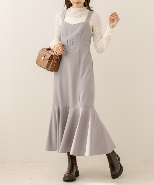 OLIVE des OLIVE(オリーブデオリーブ)の「マーメイドジャンスカ(ジャンパースカート・レディース・ブラック/ブラウン/グレイッシュベージュ・FREE)」の3枚目の写真