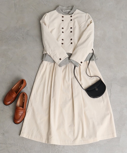 Malle(マル)の「Malle 綾別珍 ショートジャケット(ノーカラージャケット・レディース・ブラック/アイボリー・FREE)」の1枚目の写真