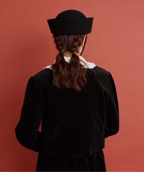 Malle(マル)の「Malle 綾別珍 ショートジャケット(ノーカラージャケット・レディース・ブラック/アイボリー・FREE)」の3枚目の写真