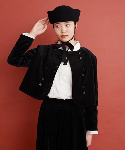 Malle(マル)の「Malle 綾別珍 ショートジャケット(ノーカラージャケット・レディース・ブラック/アイボリー・FREE)」の5枚目の写真