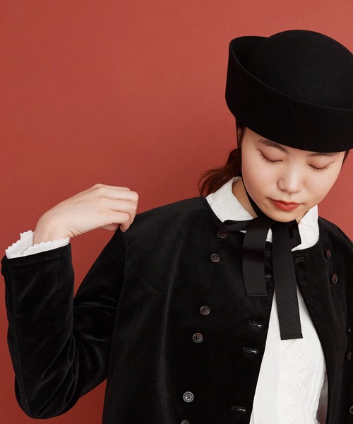 Malle(マル)の「Malle 綾別珍 ショートジャケット(ノーカラージャケット・レディース・ブラック/アイボリー・FREE)」の11枚目の写真