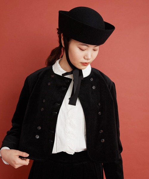 Malle(マル)の「Malle 綾別珍 ショートジャケット(ノーカラージャケット・レディース・ブラック/アイボリー・FREE)」の12枚目の写真