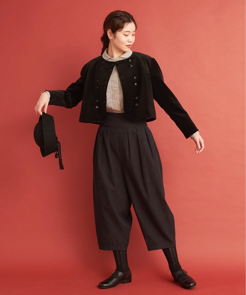 Malle(マル)の「Malle 綾別珍 ショートジャケット(ノーカラージャケット・レディース・ブラック/アイボリー・FREE)」の14枚目の写真