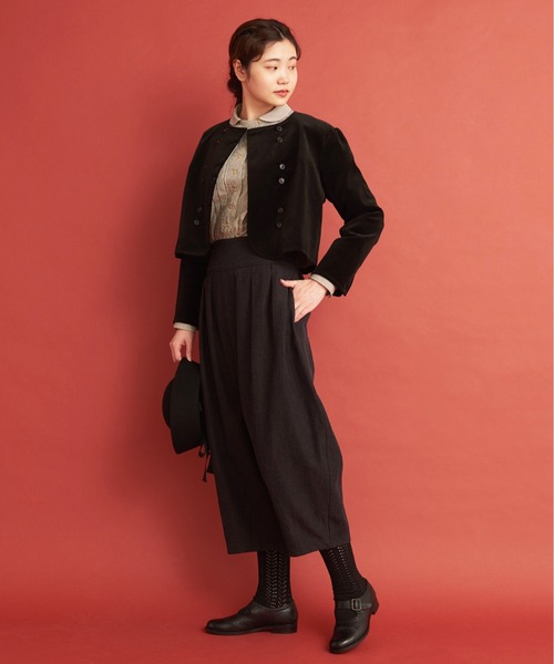 Malle(マル)の「Malle 綾別珍 ショートジャケット(ノーカラージャケット・レディース・ブラック/アイボリー・FREE)」の15枚目の写真