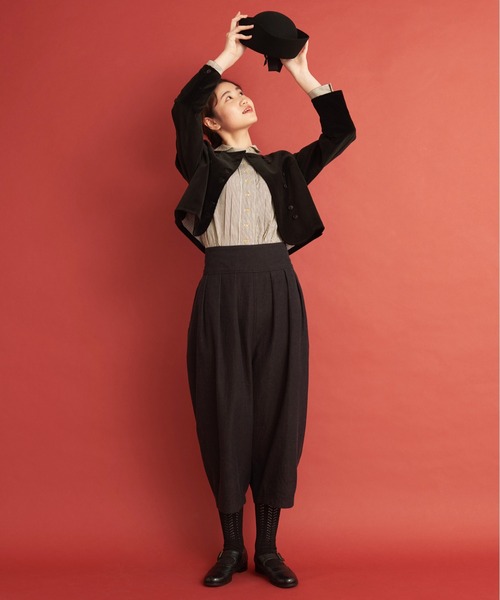 Malle(マル)の「Malle 綾別珍 ショートジャケット(ノーカラージャケット・レディース・ブラック/アイボリー・FREE)」の17枚目の写真