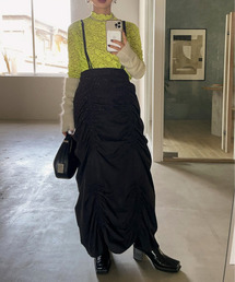 VERTICAL GATHER SUSPENDER SKIRT