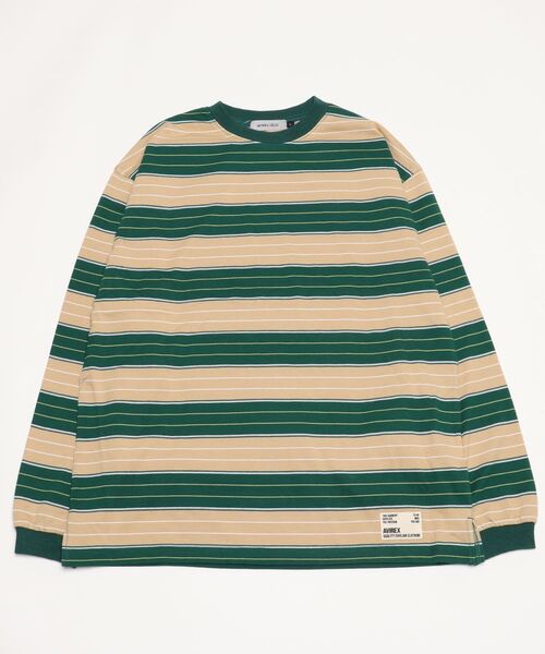 AVIREX（アヴィレックス）の「L/S BORDER T-SHIRT/ ボーダーロングスリーブティーシャツ（Tシャツ/カットソー・レディース・グレー/グリーン・F）」の2枚目の写真