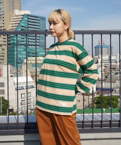 AVIREX（アヴィレックス）の「L/S BORDER T-SHIRT/ ボーダーロングスリーブティーシャツ（Tシャツ/カットソー・レディース・グレー/グリーン・F）」の4枚目の写真