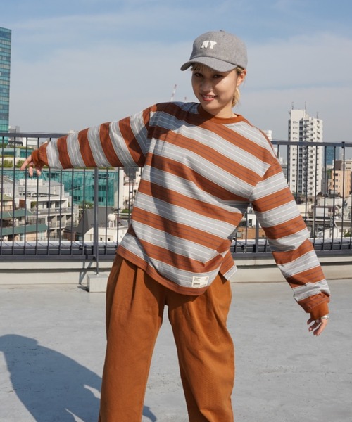 AVIREX（アヴィレックス）の「L/S BORDER T-SHIRT/ ボーダーロングスリーブティーシャツ（Tシャツ/カットソー・レディース・グレー/グリーン・F）」の9枚目の写真