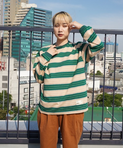 AVIREX（アヴィレックス）の「L/S BORDER T-SHIRT/ ボーダーロングスリーブティーシャツ（Tシャツ/カットソー・レディース・グレー/グリーン・F）」の15枚目の写真