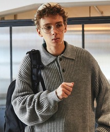 EMMA CLOTHES | アゼ編み オーバーサイズローゲージポロニット EMMA CLOTHES(ニット/セーター)