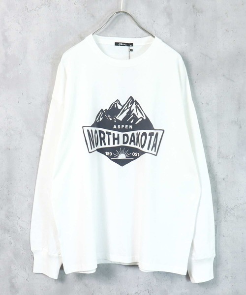 SHISKY(シスキー)の「フロッキープリント長袖Tシャツ(Tシャツ/カットソー・メンズ・ネイビー系/ダークグリーン/杢グレー/ホワイト系/ホワイト系1/ブラック/ネイビー/ダークグリーン系/オフホワイト・M/L/XL)」の3枚目の写真