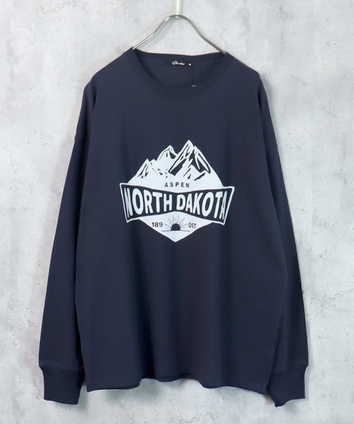 SHISKY(シスキー)の「フロッキープリント長袖Tシャツ(Tシャツ/カットソー・メンズ・ネイビー系/ダークグリーン/杢グレー/ホワイト系/ホワイト系1/ブラック/ネイビー/ダークグリーン系/オフホワイト・M/L/XL)」の8枚目の写真