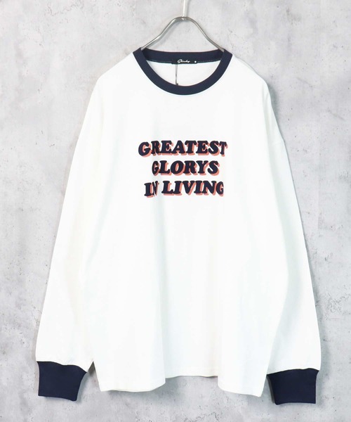 SHISKY(シスキー)の「フロッキープリント長袖Tシャツ(Tシャツ/カットソー・メンズ・ネイビー系/ダークグリーン/杢グレー/ホワイト系/ホワイト系1/ブラック/ネイビー/ダークグリーン系/オフホワイト・M/L/XL)」の2枚目の写真