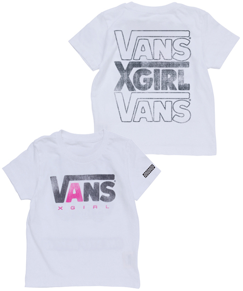 X-girl Stages(エックスガールステージス)の「XGS★× VANS S/S TEE ONE STEP BEYOND(4T~7T)(Tシャツ/カットソー・キッズ・ホワイト/ブラック・4T/5T/6T/7T)」の2枚目の写真