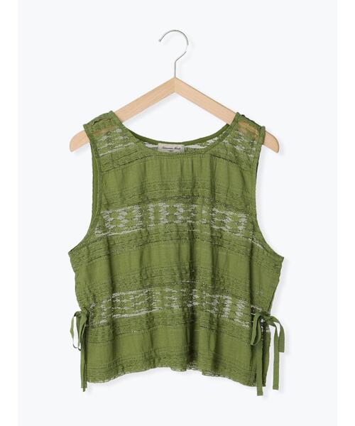 Samansa Mos2（サマンサ モスモス）の「オーバーレースカットベスト（ベスト・レディース・ブラック/グリーン/キナリ・ﾌﾘ-）」の3枚目の写真