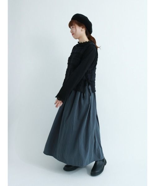 Samansa Mos2（サマンサ モスモス）の「オーバーレースカットベスト（ベスト・レディース・ブラック/グリーン/キナリ・ﾌﾘ-）」の4枚目の写真