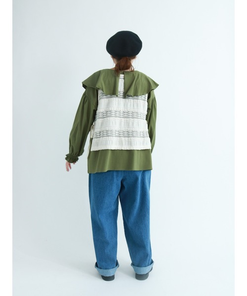 Samansa Mos2（サマンサ モスモス）の「オーバーレースカットベスト（ベスト・レディース・ブラック/グリーン/キナリ・ﾌﾘ-）」の12枚目の写真