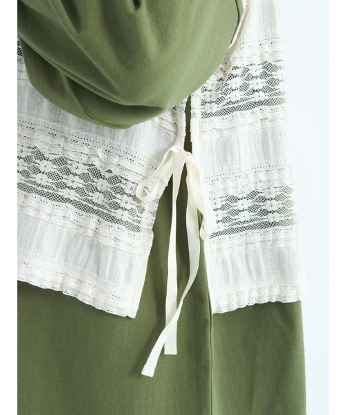 Samansa Mos2（サマンサ モスモス）の「オーバーレースカットベスト（ベスト・レディース・ブラック/グリーン/キナリ・ﾌﾘ-）」の6枚目の写真