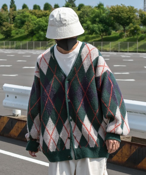 アーガイル柄ルーズニットカーディガン（カーディガン/ボレロ