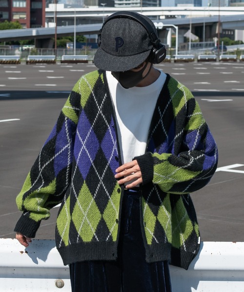 Perushu(ペルーシュ)の「アーガイル柄ルーズニットカーディガン(カーディガン/ボレロ・メンズ・ブラウン/イエロー/グリーン/ブラック・MEDIUM/LARGE)」の14枚目の写真