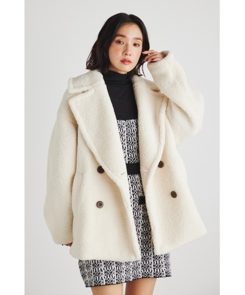 rienda（リエンダ）の「フェイクボアチェスターショートコート（チェスターコート・レディース・アイボリー/ブラック・FREE）」の20枚目の写真