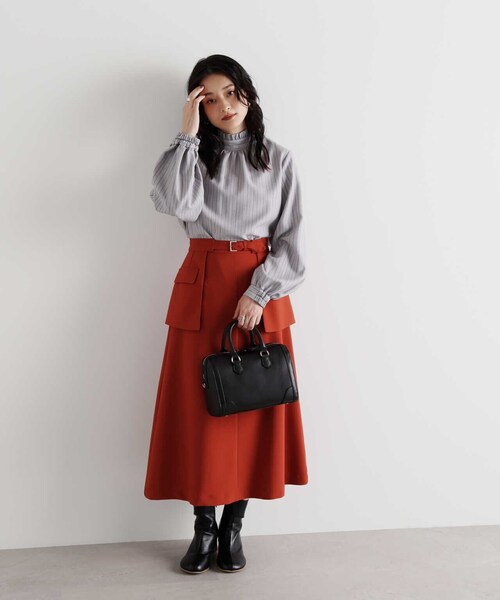 N.(N. Natural Beauty Basic)(エヌエヌナチュラルビューティーベーシック)の「◆フリルネックストライプブラウス(シャツ/ブラウス・レディース・イエロー系その他/グレー系その他/ホワイト系その他・MEDIUM)」の22枚目の写真