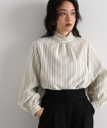 N.(N. Natural Beauty Basic) | ◆フリルネックストライプブラウス(シャツ/ブラウス)