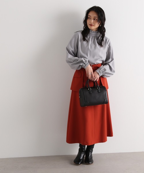 N.(N. Natural Beauty Basic)(エヌエヌナチュラルビューティーベーシック)の「◆フリルネックストライプブラウス(シャツ/ブラウス・レディース・イエロー系その他/グレー系その他/ホワイト系その他・MEDIUM)」の8枚目の写真