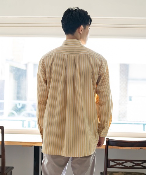 ストライププリーツサロペット イエロー×サックス 【アンプリ