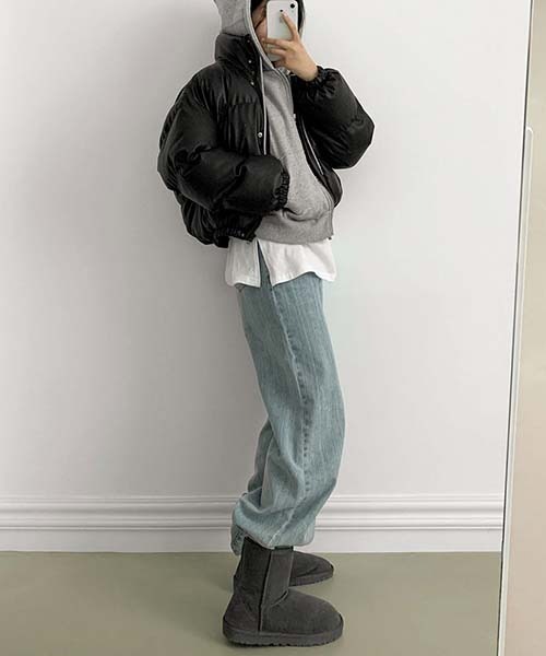 BEIDELLI（ベイデリー）の「[BELLIDE MADE] レザーハイネック中綿ダウンジャケット（ダウンジャケット/コート・レディース・ブラック・FREE）」の4枚目の写真