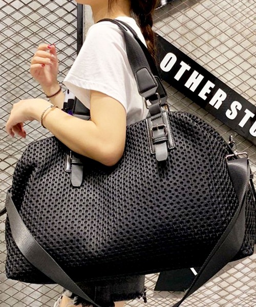 florist(フローリスト)の「メンズレディス兼用大容量キャリーオンメッシュトラベルボストンバック(ボストンバッグ・レディース・ブラック系1/ブラック系2・FREE)」の3枚目の写真