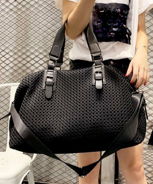 florist(フローリスト)の「メンズレディス兼用大容量キャリーオンメッシュトラベルボストンバック(ボストンバッグ・レディース・ブラック系1/ブラック系2・FREE)」の4枚目の写真