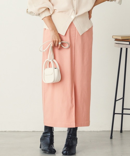 hunch（ハンチ）の「【ストレッチ】バリラクタイトロングスカート（スカート・レディース・コーラル/ラベンダー/ブラック/グレイッシュベージュ・FREE）」の4枚目の写真