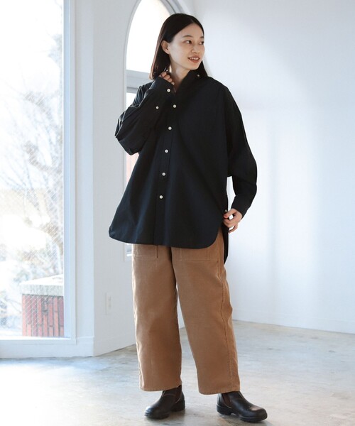 BEAMS BOY（ビームスボーイ）の「BEAMS BOY / コットン タイプライター ビッグ ボタンダウンシャツ（シャツ/ブラウス・レディース・オフホワイト/ブラック/オレンジ・ONE SIZE）」の8枚目の写真