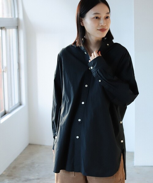 BEAMS BOY（ビームスボーイ）の「BEAMS BOY / コットン タイプライター ビッグ ボタンダウンシャツ（シャツ/ブラウス・レディース・オフホワイト/ブラック/オレンジ・ONE SIZE）」の9枚目の写真