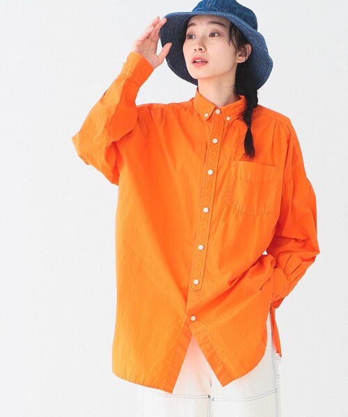 BEAMS BOY（ビームスボーイ）の「BEAMS BOY / コットン タイプライター ビッグ ボタンダウンシャツ（シャツ/ブラウス・レディース・オフホワイト/ブラック/オレンジ・ONE SIZE）」の12枚目の写真