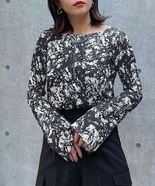 PAGEBOY（ページボーイ）の「シアークルーロングスリーブ（Tシャツ/カットソー・レディース・ブラック/オフホワイト/ブラック系その他/パープル系その他・FREE）」の8枚目の写真