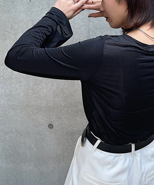 PAGEBOY（ページボーイ）の「シアークルーロングスリーブ（Tシャツ/カットソー・レディース・ブラック/オフホワイト/ブラック系その他/パープル系その他・FREE）」の10枚目の写真