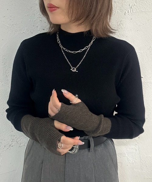 apres jour mignon(アプレジュールミニョン)の「配色フィンガーニット【ZOZOTOWN限定アイテム】(ニット/セーター・レディース・ライトベージュ/ブラック/オレンジ/カーキ・フリー/X-LARGE)」の18枚目の写真